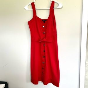 Banana Republic Red Button Dress Women’s Tie Front Sleeveless Pinafore